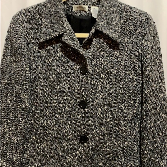 ANN TAYLOR bla/white tweed jacketSZ 6 lined - Picture 1 of 7